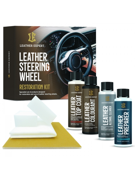 Leather Expert Leather Steering Wheel Kit Black
